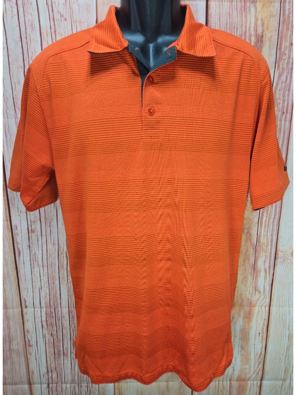 Nike Dri-Fi Men Orange Striped Athletic Fit Polo Large